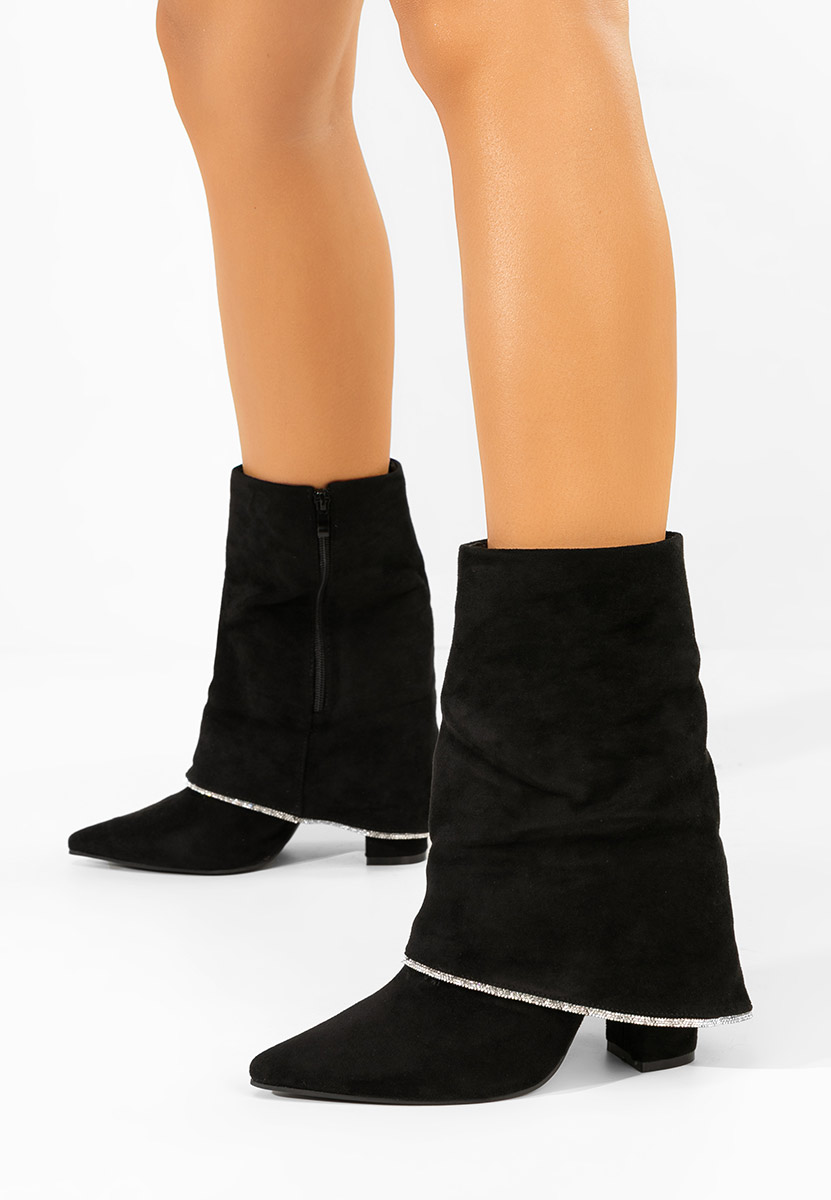 Cizme scurte cu toc Nelora negre