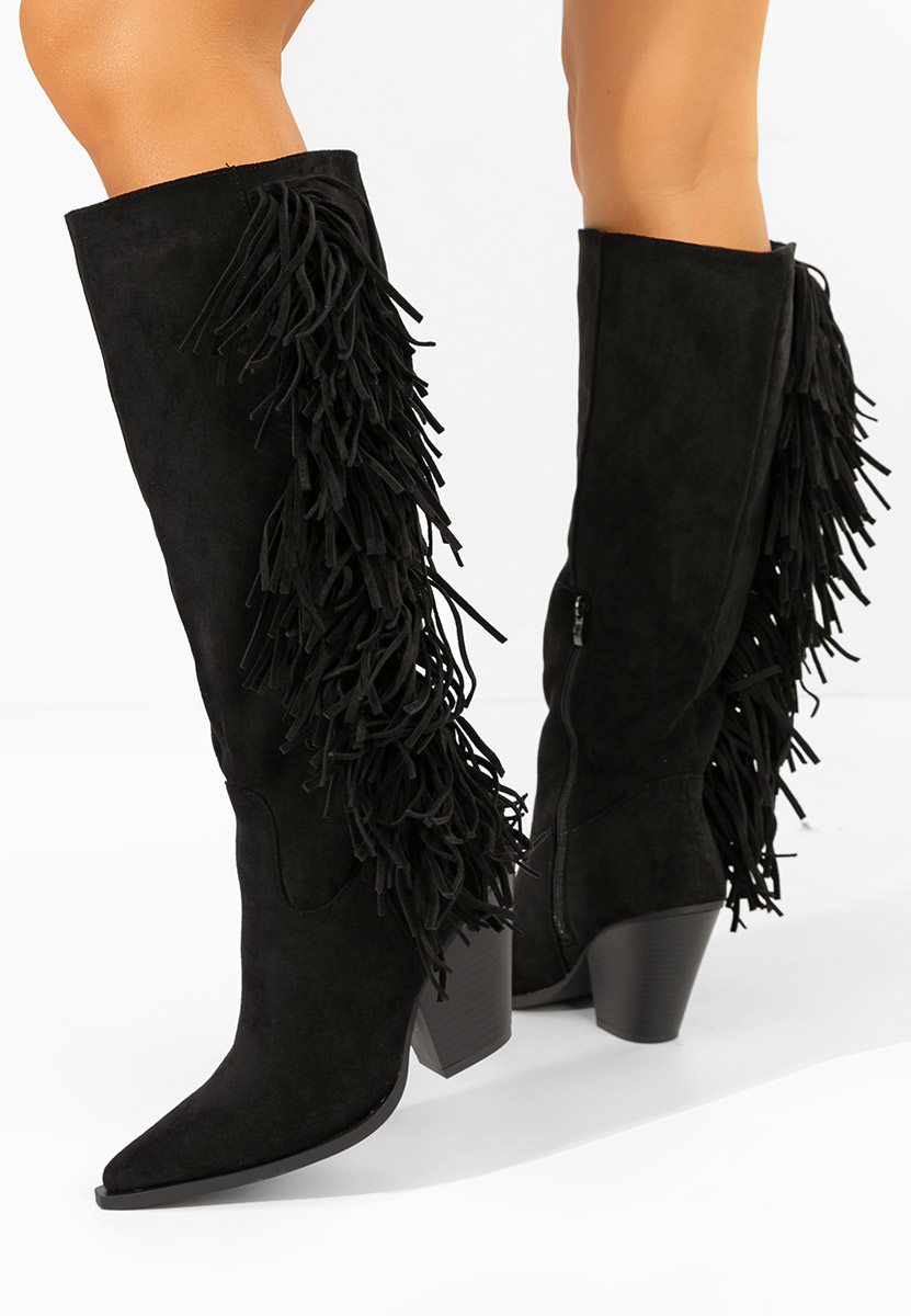 Cizme cu toc gros Brania negre