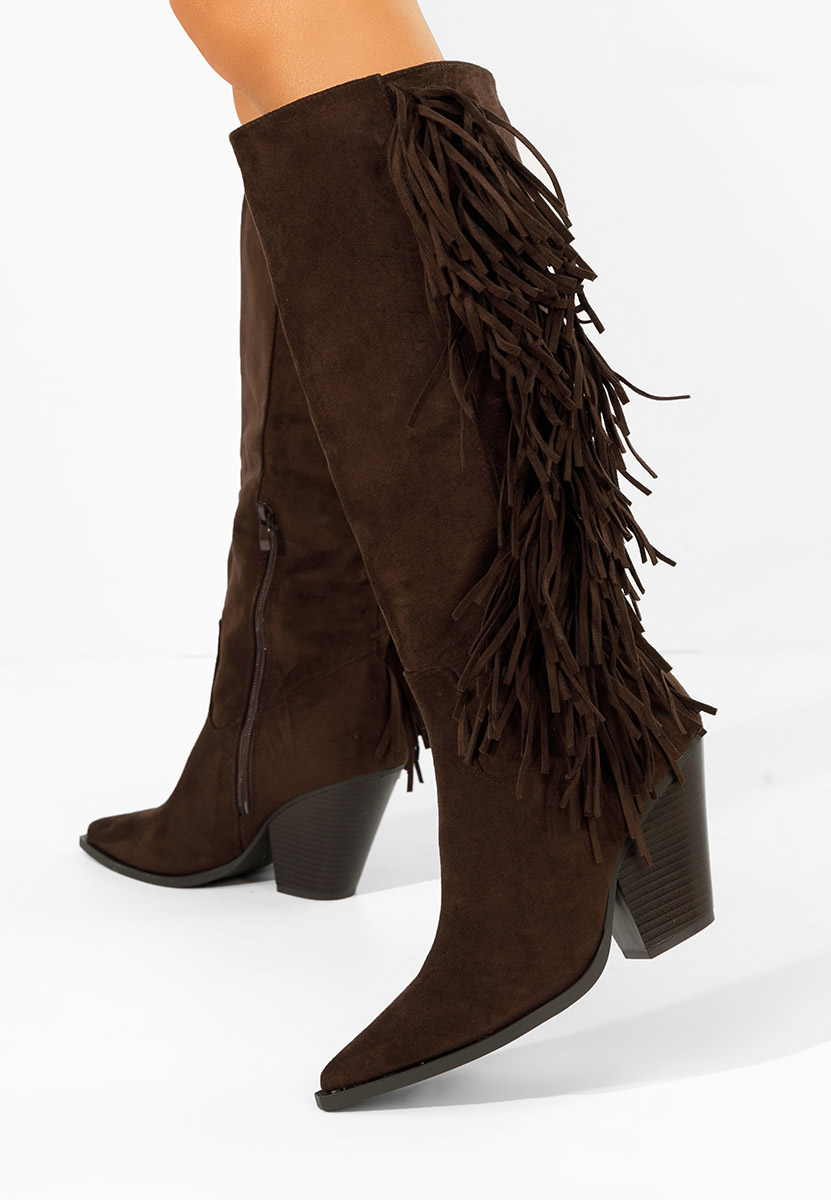 Cizme cu toc gros Brania maro