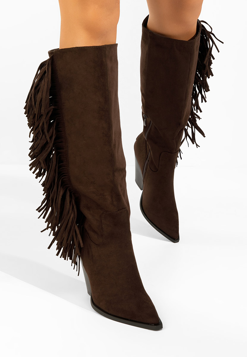 Cizme cu toc gros Brania maro