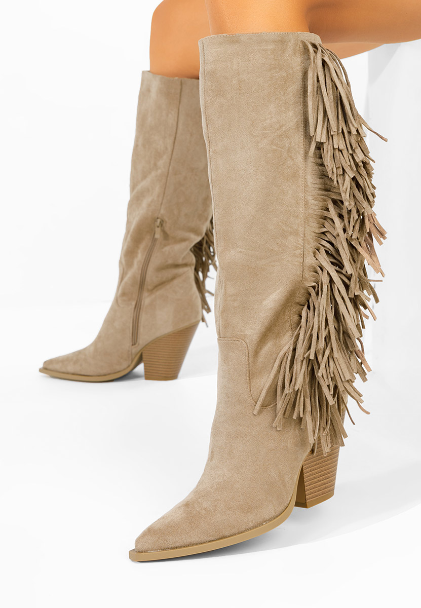 Cizme cu toc gros Brania kaki