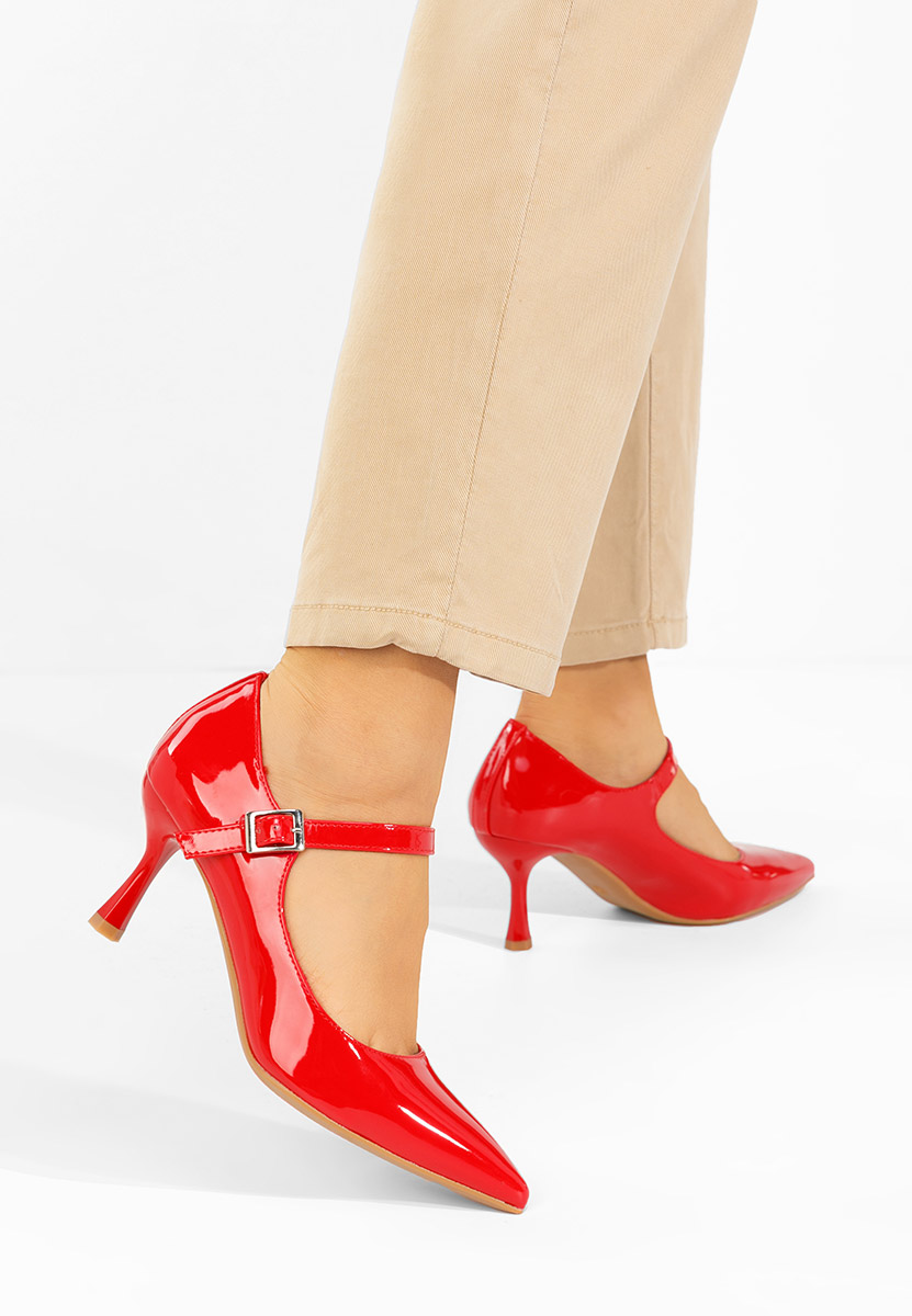 Pantofi cu toc subtire Rosilla rosii