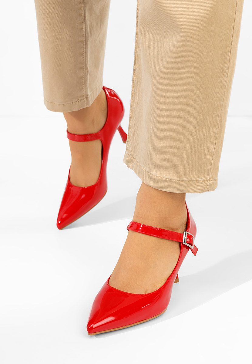 Pantofi cu toc subtire Rosilla rosii