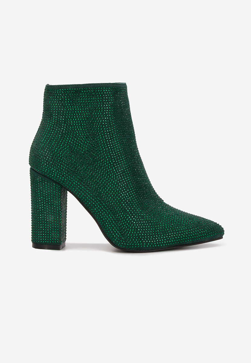 Botine cu toc gros Glira verzi