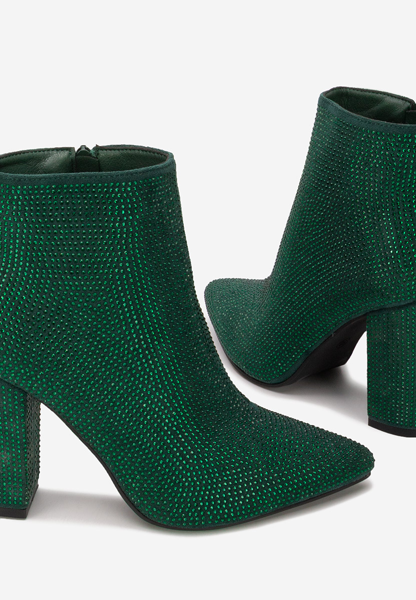 Botine cu toc gros Glira verzi