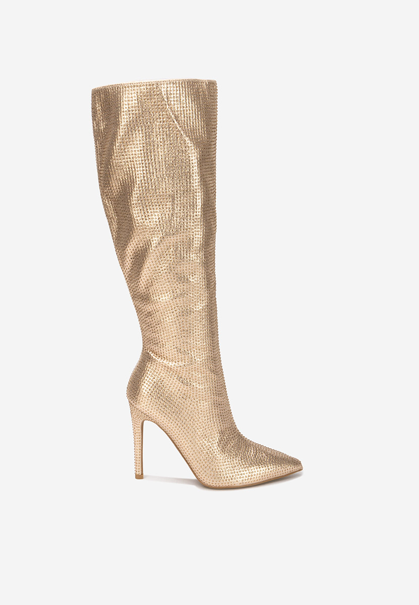 Cizme cu toc subtire Minodora aurii