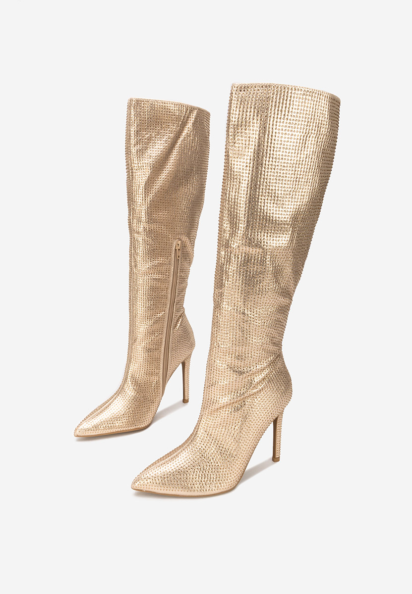 Cizme cu toc subtire Minodora aurii