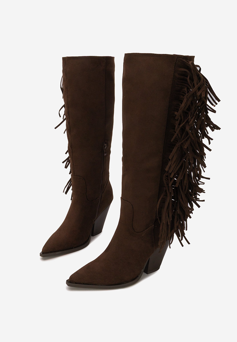 Cizme cu toc gros Brania maro