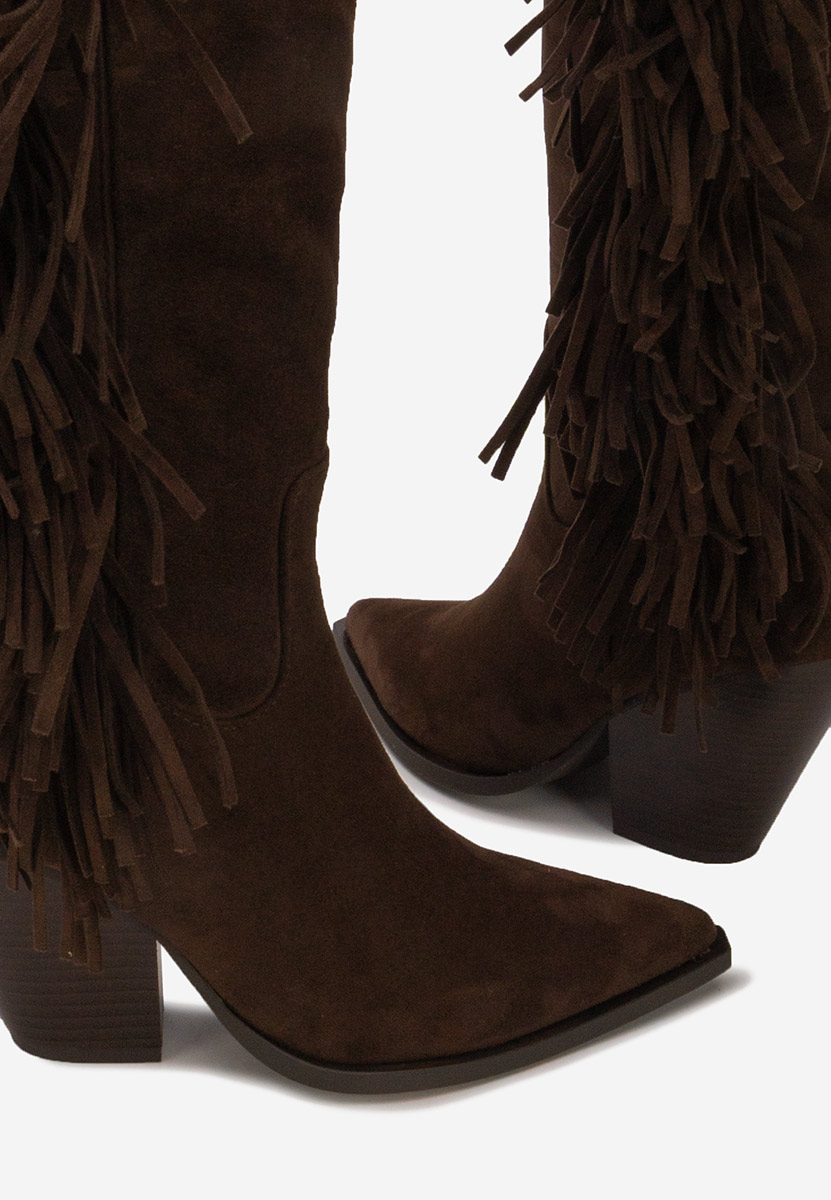 Cizme cu toc gros Brania maro