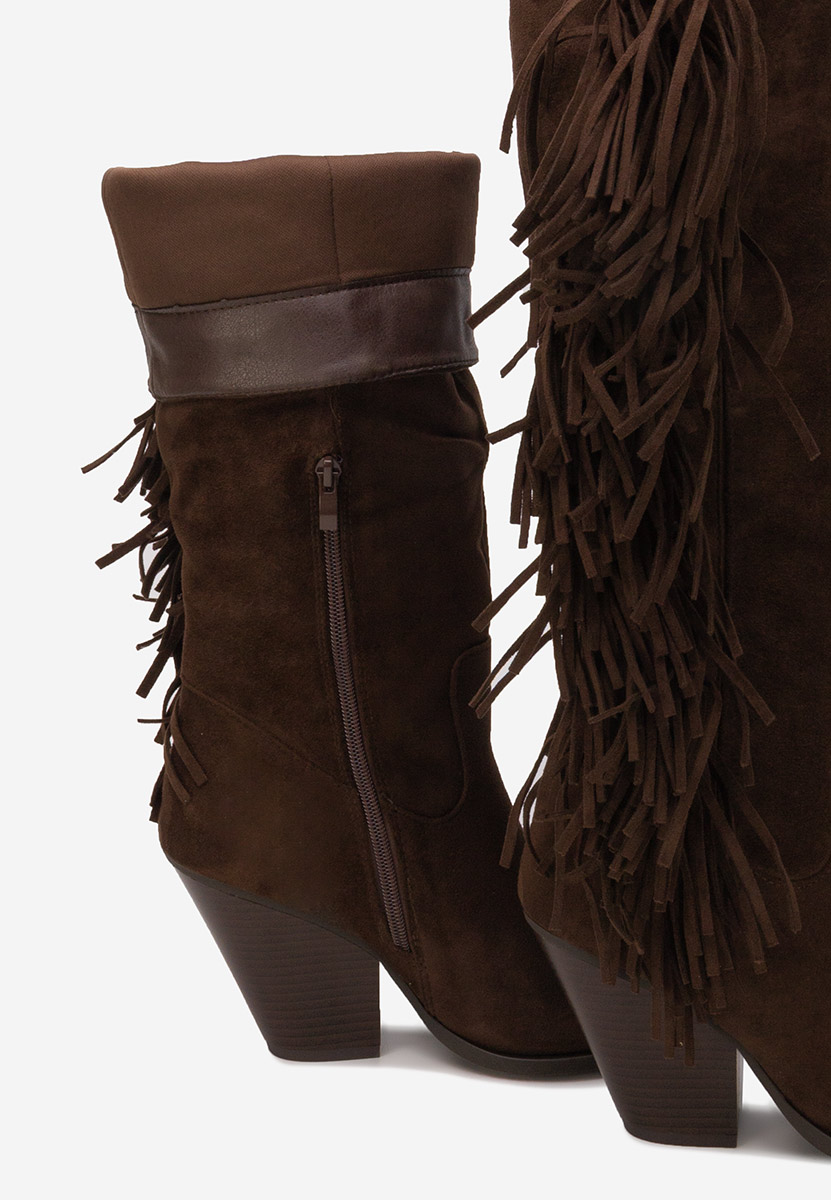 Cizme cu toc gros Brania maro