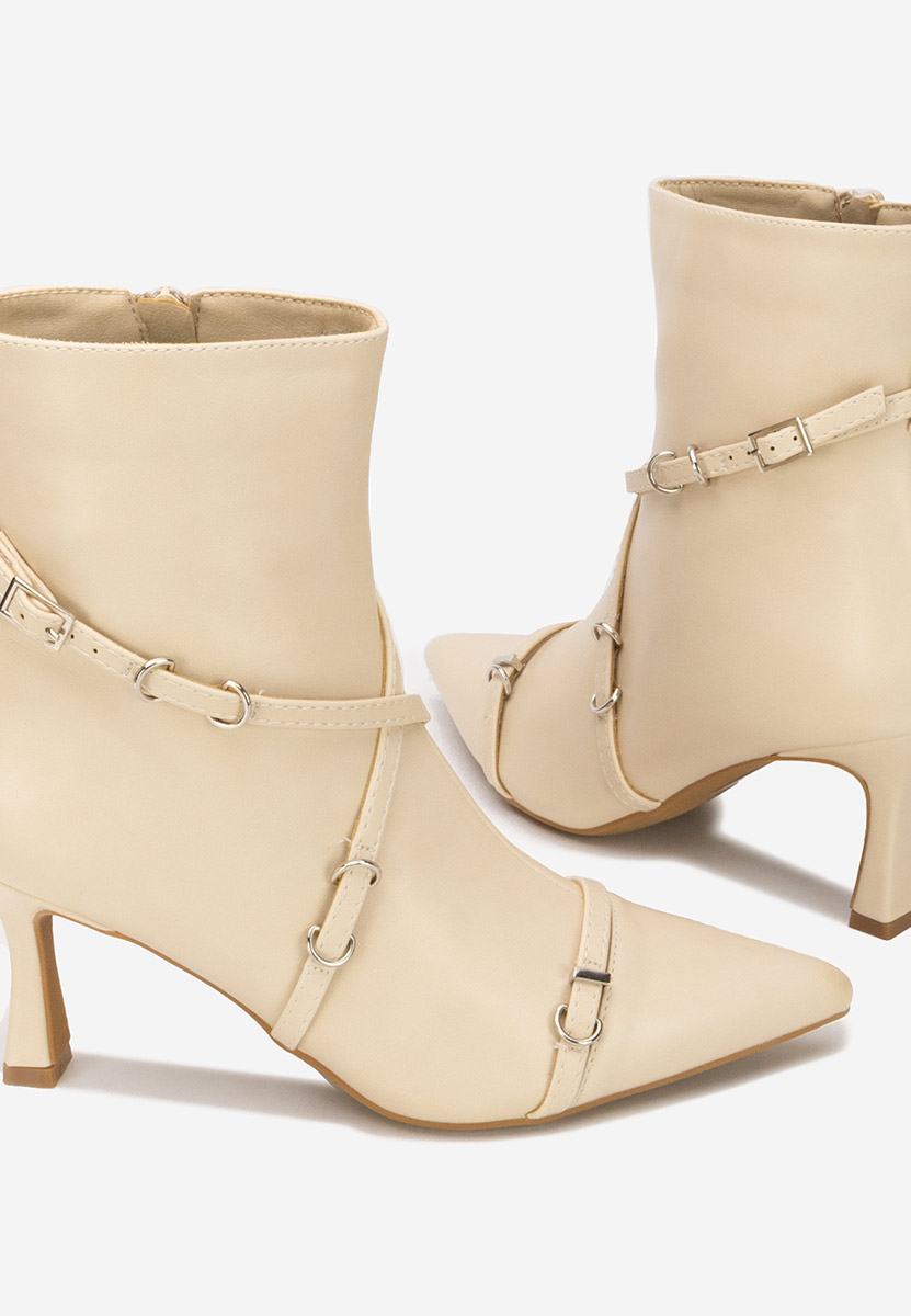 Botine cu toc subtire Marcelia V2 bej