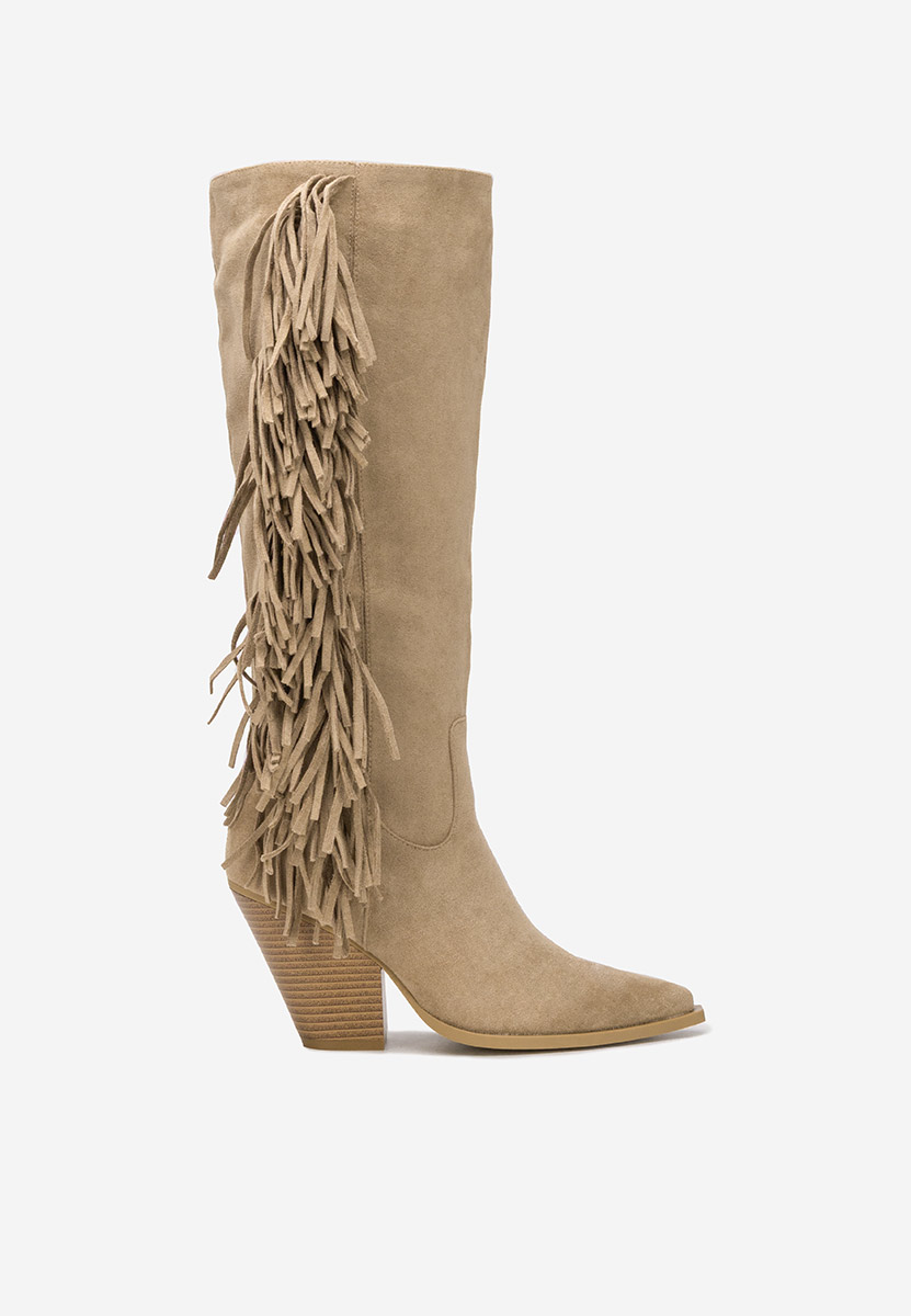 Cizme cu toc gros Brania kaki