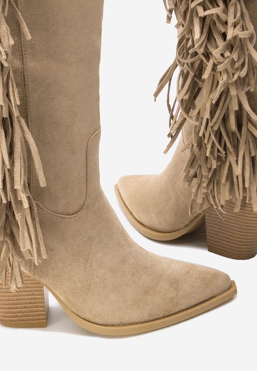 Cizme cu toc gros Brania kaki