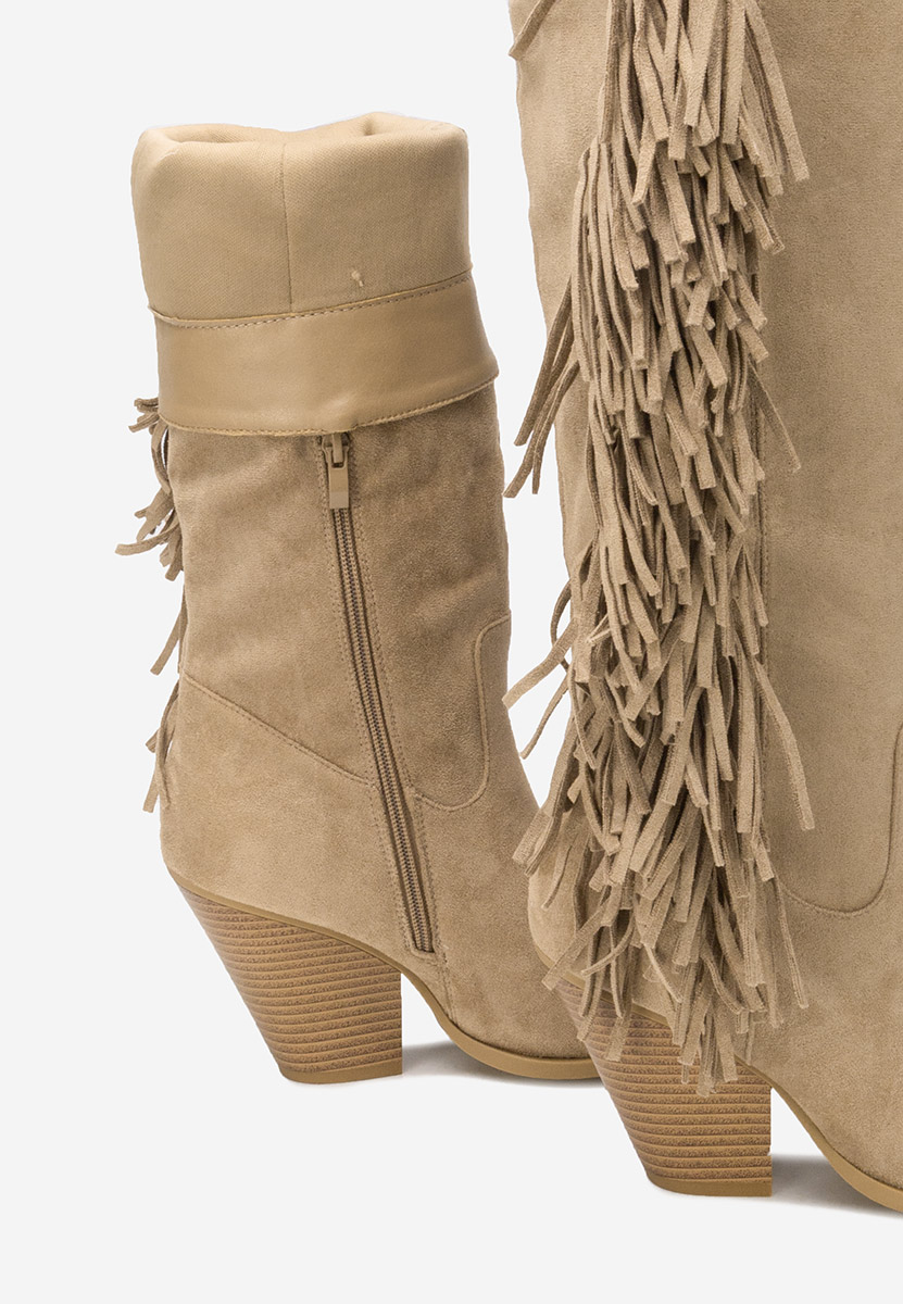 Cizme cu toc gros Brania kaki