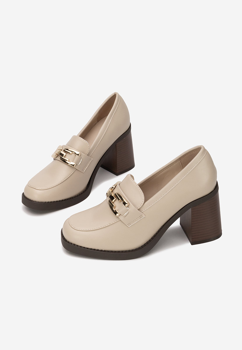 Mocasini cu toc Zienna bej