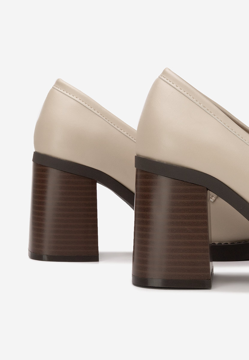 Mocasini cu toc Zienna bej