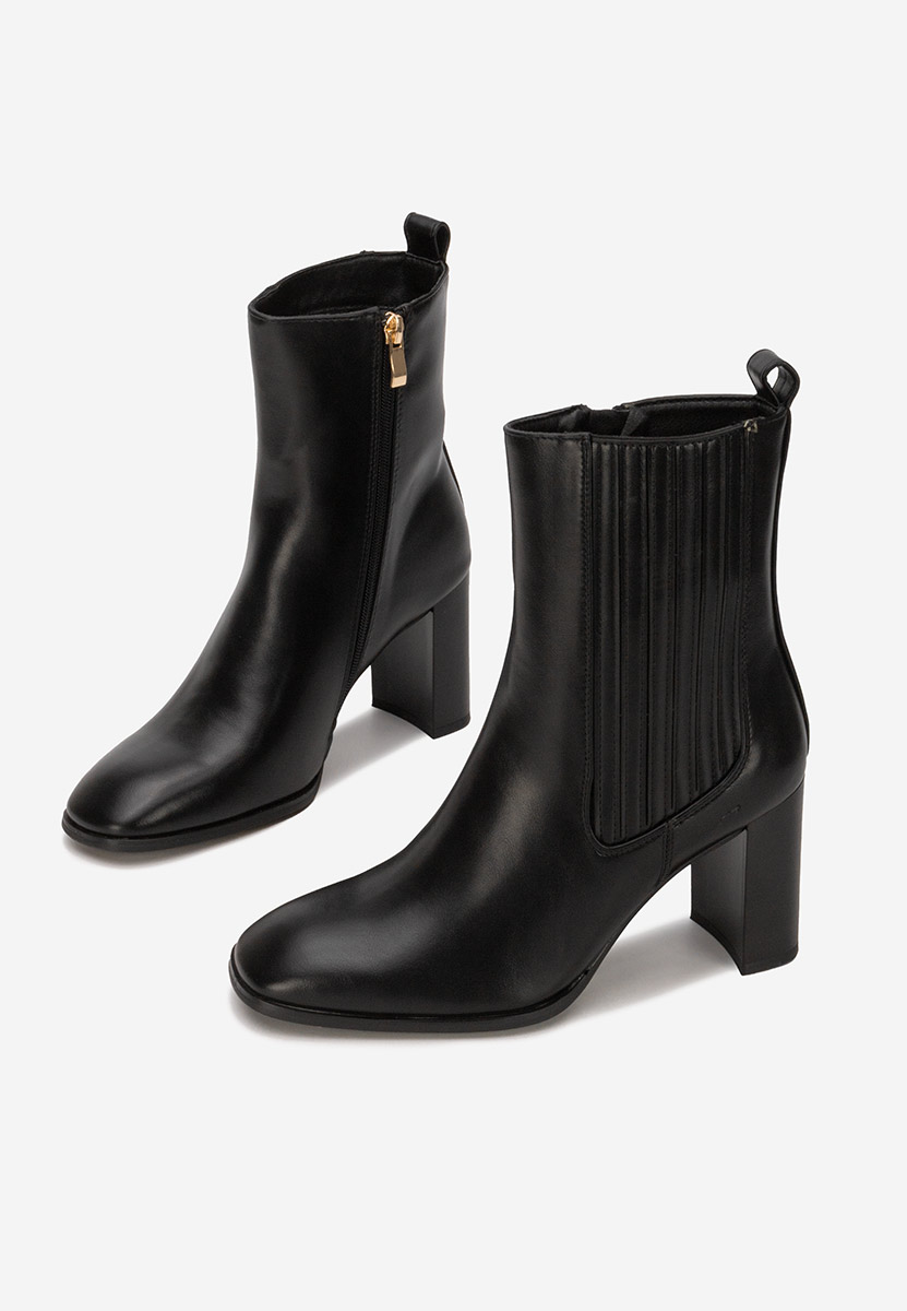 Botine cu toc gros Kalisa negre