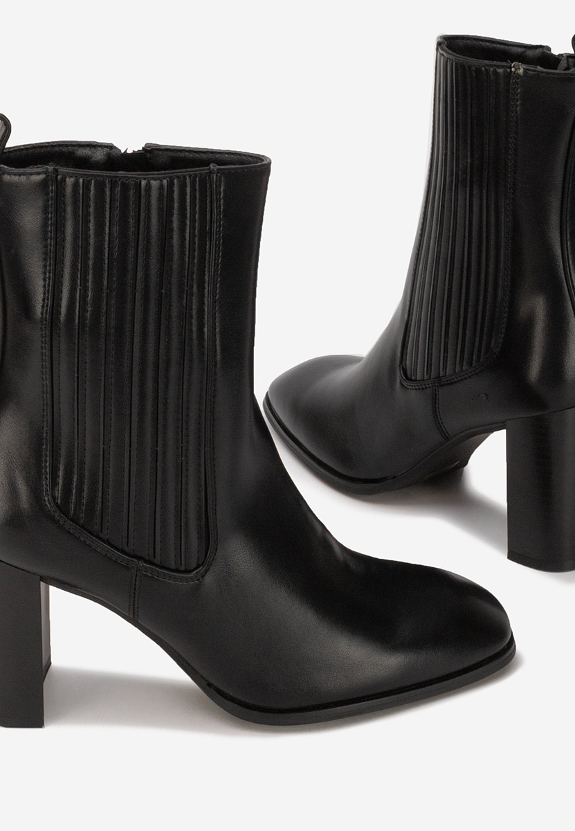 Botine cu toc gros Kalisa negre