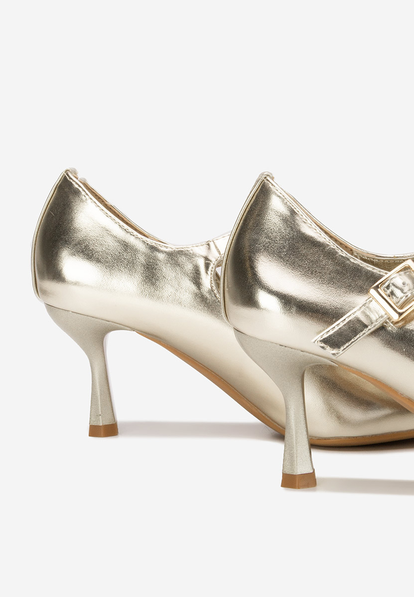 Pantofi cu toc subtire Rosilla aurii