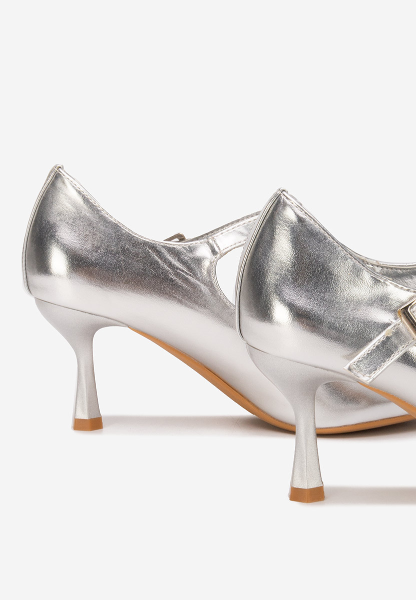 Pantofi cu toc subtire Rosilla argintii