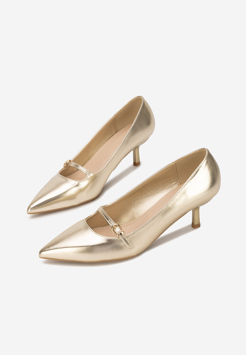 Pantofi stiletto cu toc mic Rilora aurii