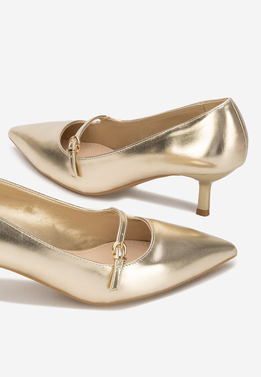 Pantofi stiletto cu toc mic Rilora aurii