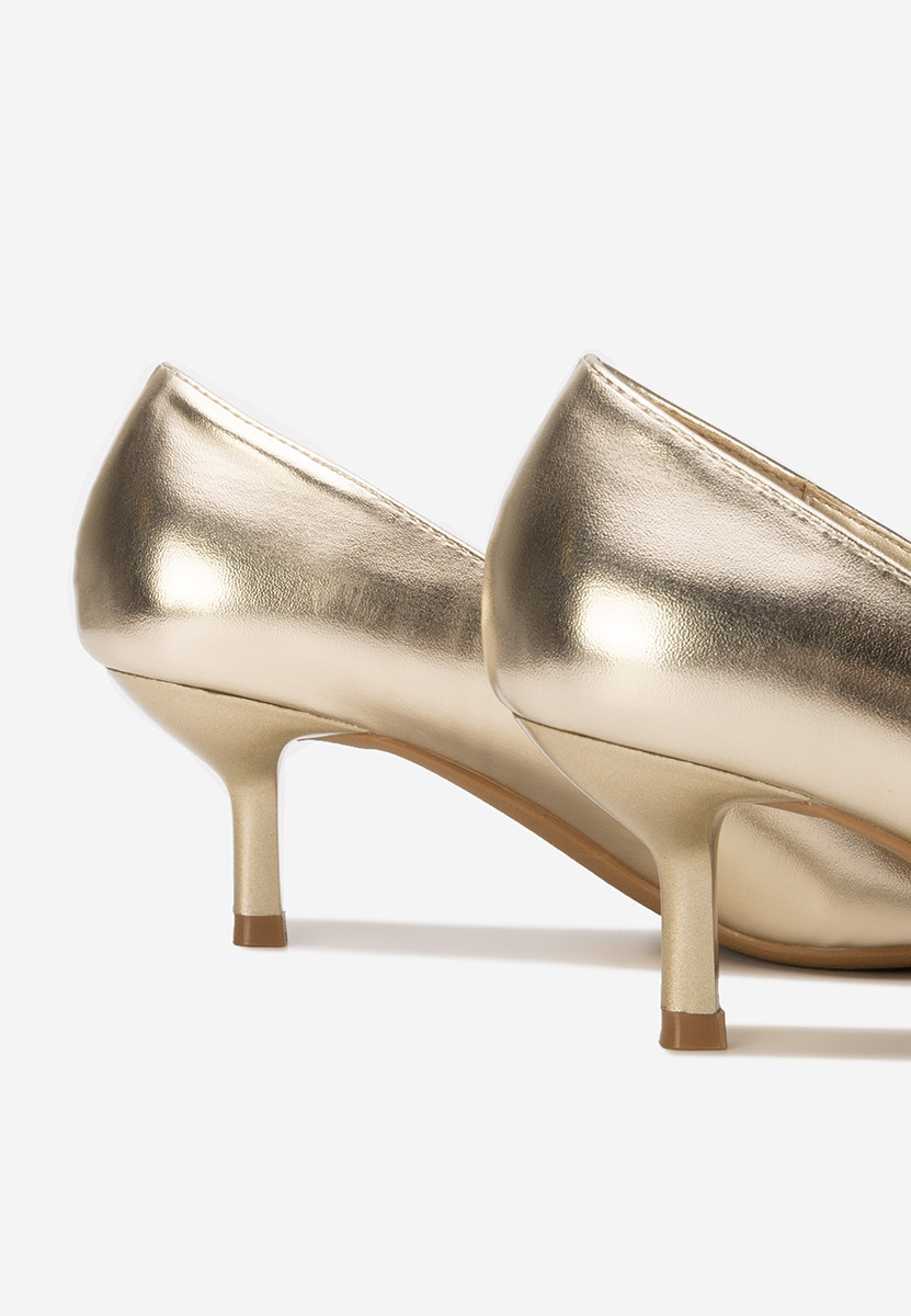 Pantofi stiletto cu toc mic Rilora aurii