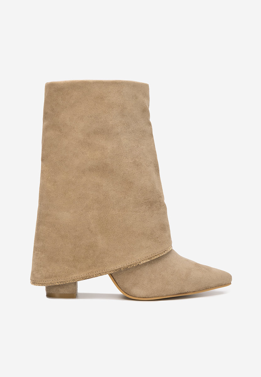 Cizme scurte cu toc Nelora kaki