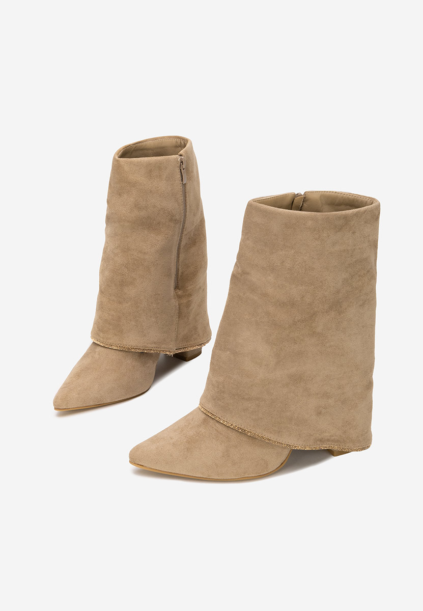 Cizme scurte cu toc Nelora kaki