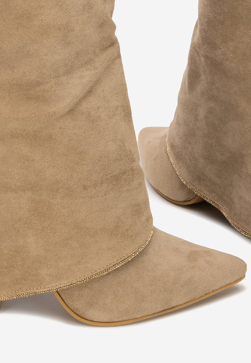 Cizme scurte cu toc Nelora kaki