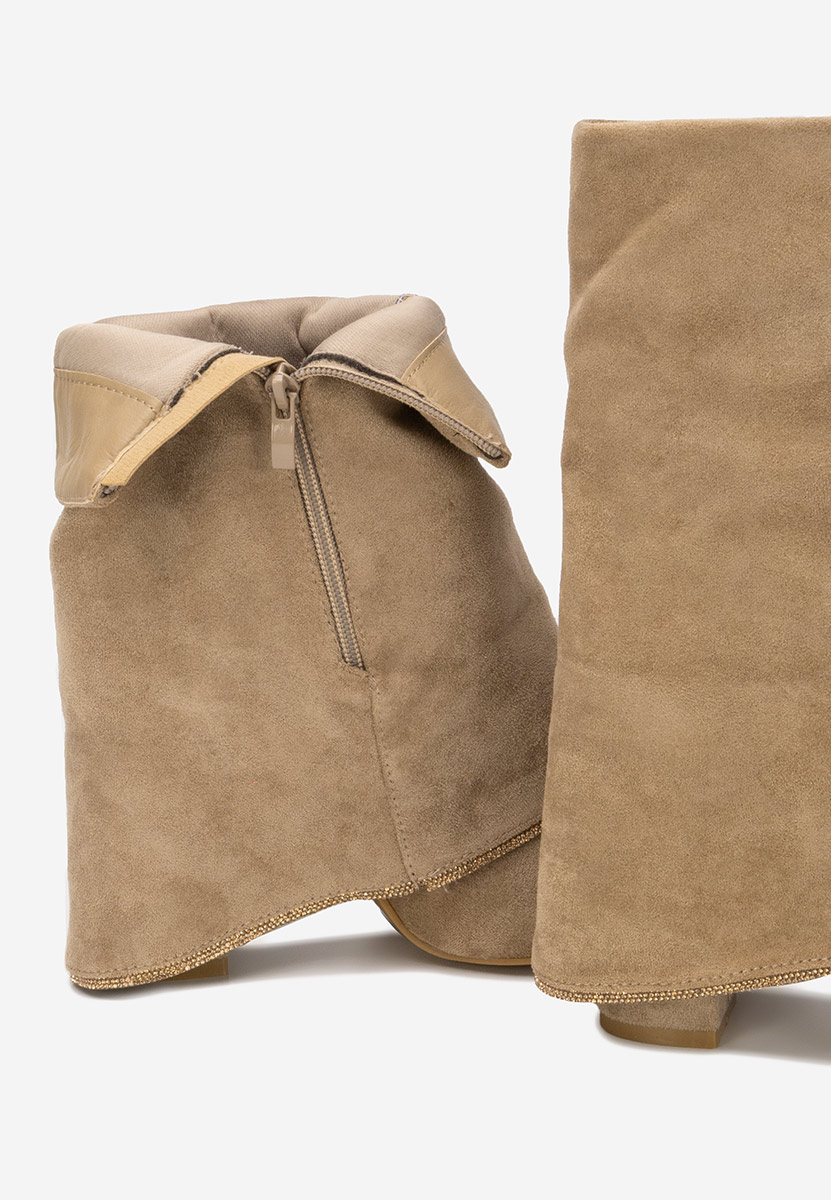 Cizme scurte cu toc Nelora kaki