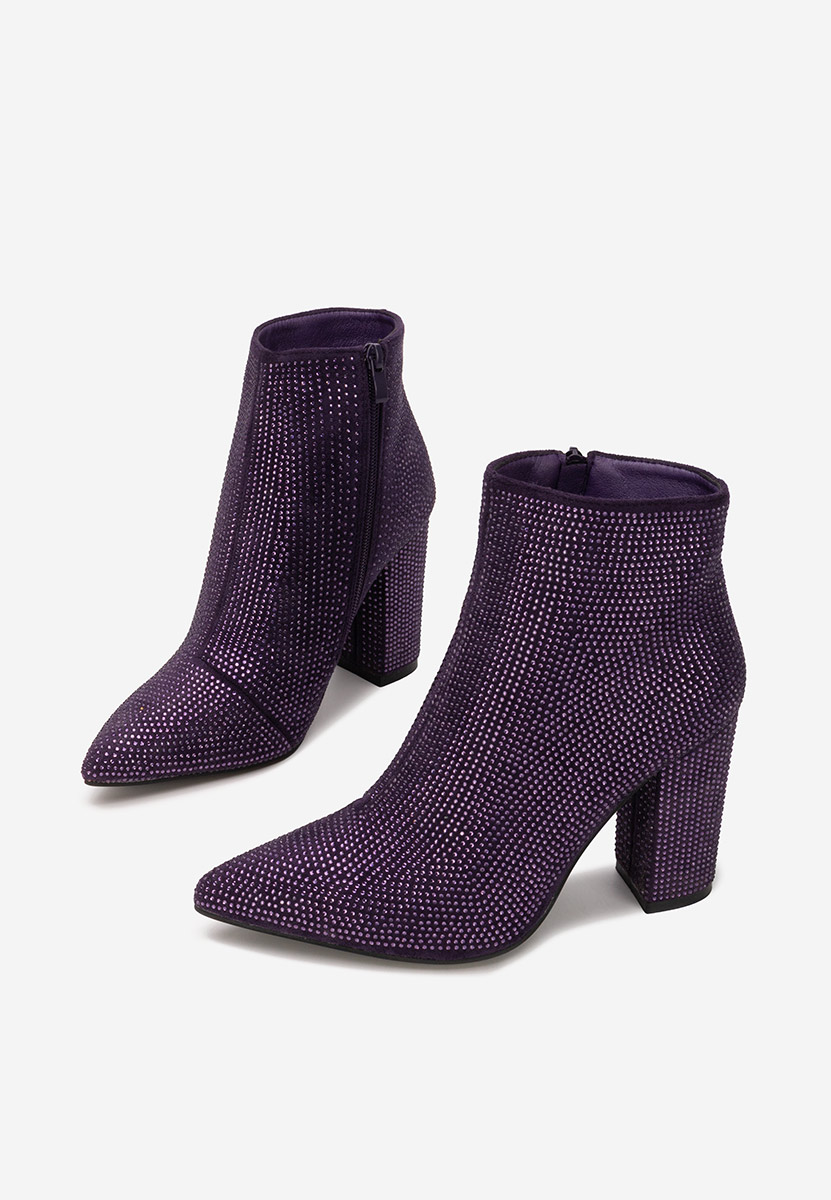 Botine cu toc gros Glira mov