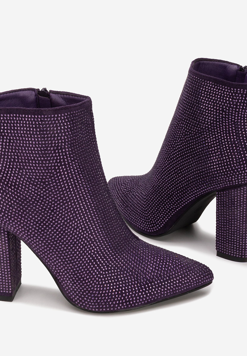 Botine cu toc gros Glira mov