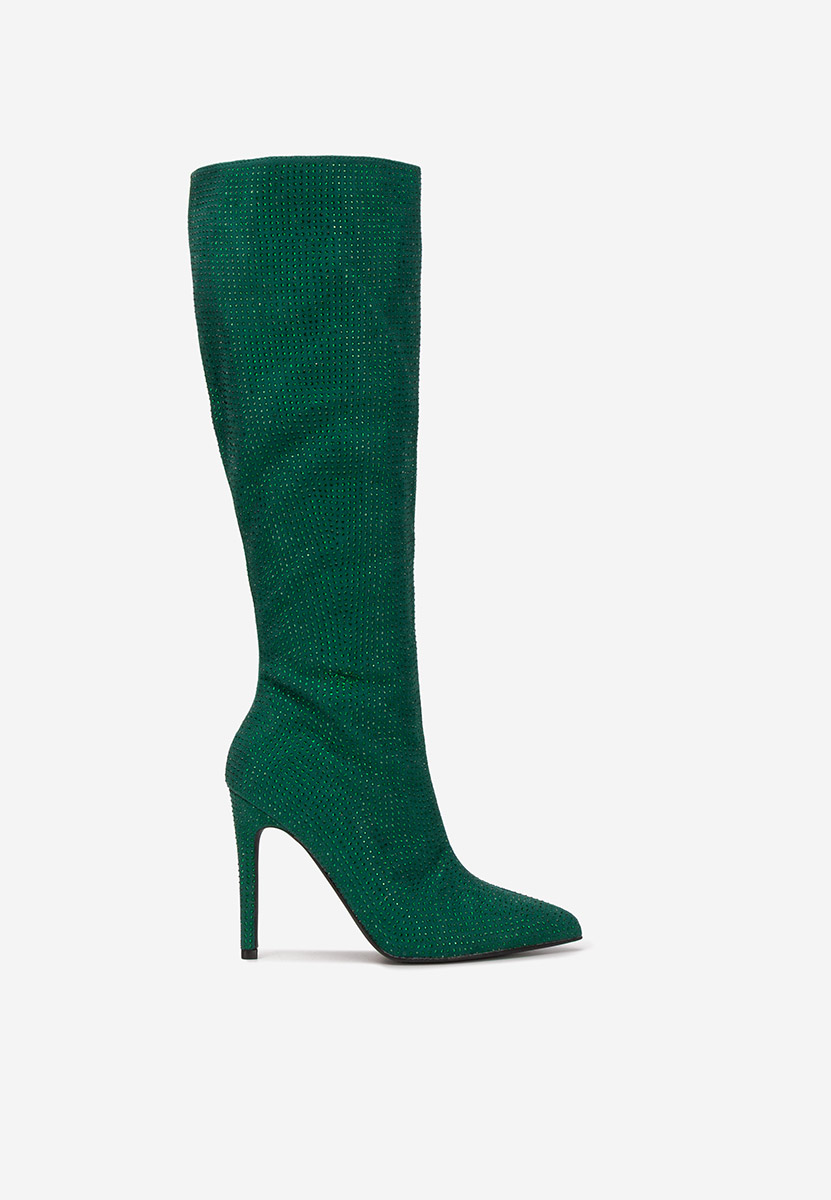 Cizme cu toc subtire Minodora verzi