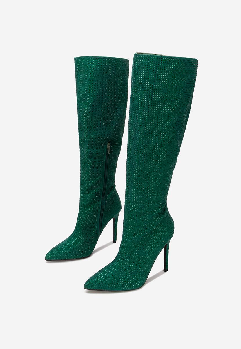 Cizme cu toc subtire Minodora verzi