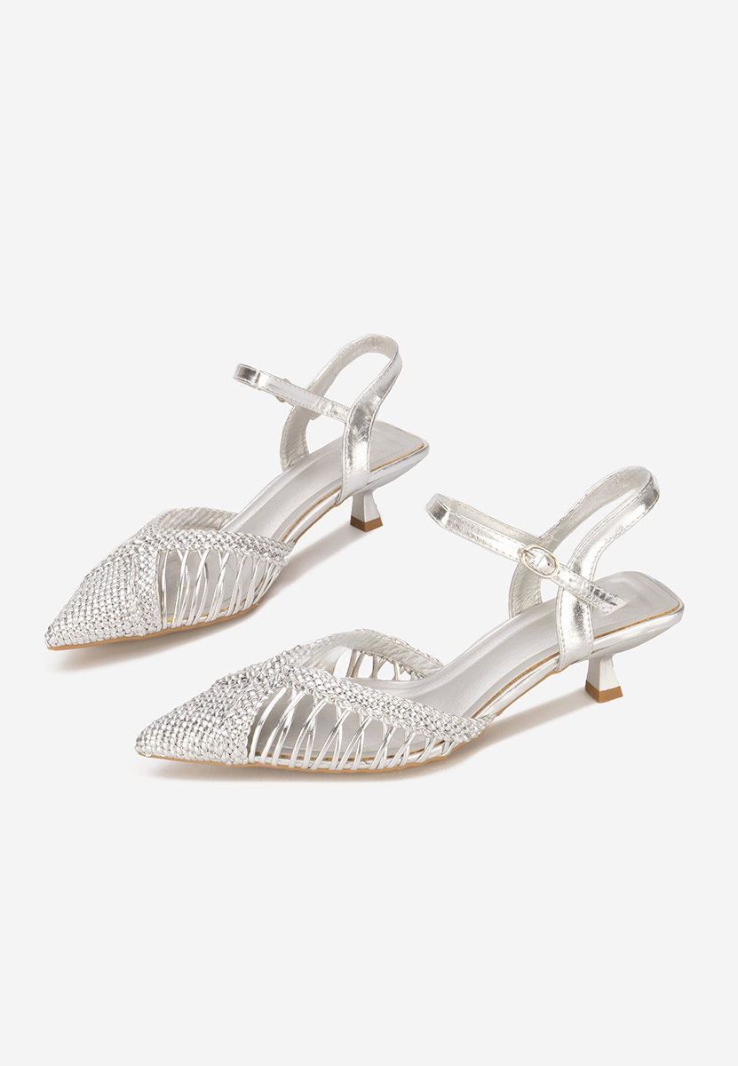 Pantofi cu toc eleganti Abigail argintii