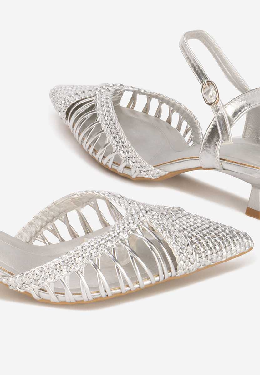 Pantofi cu toc eleganti Abigail argintii
