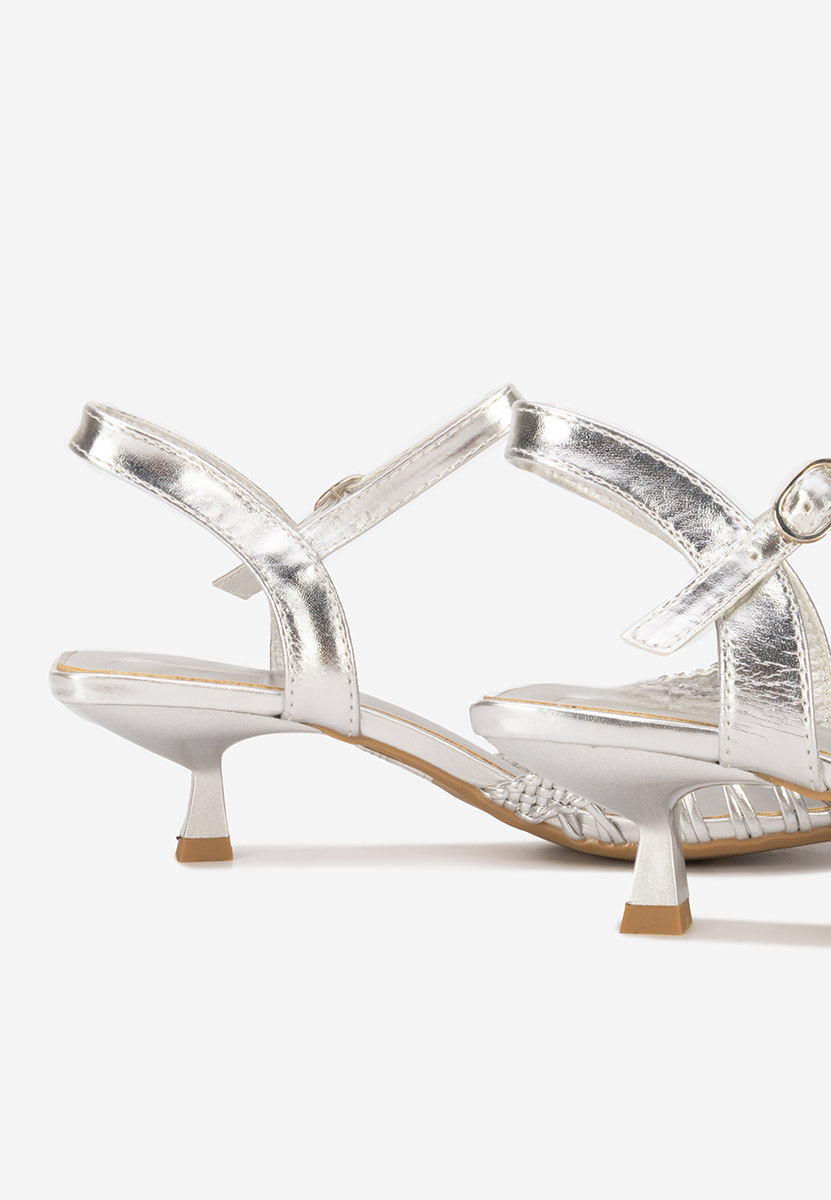 Pantofi cu toc eleganti Abigail argintii