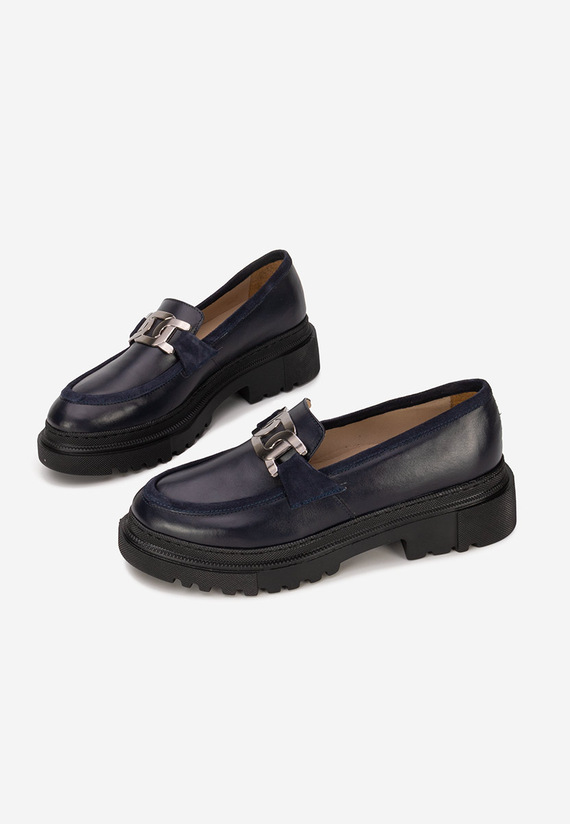 Mocasini piele naturala navy Haza V2