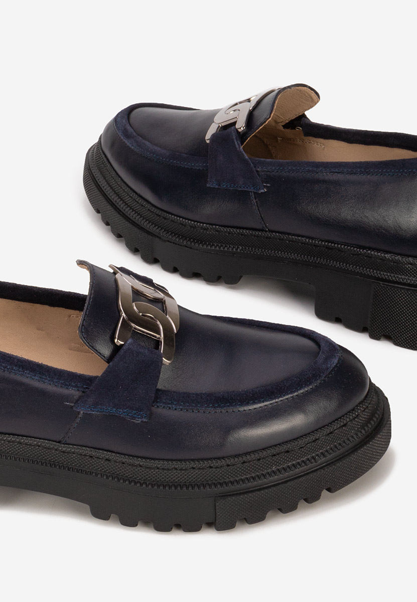 Mocasini piele naturala navy Haza V2