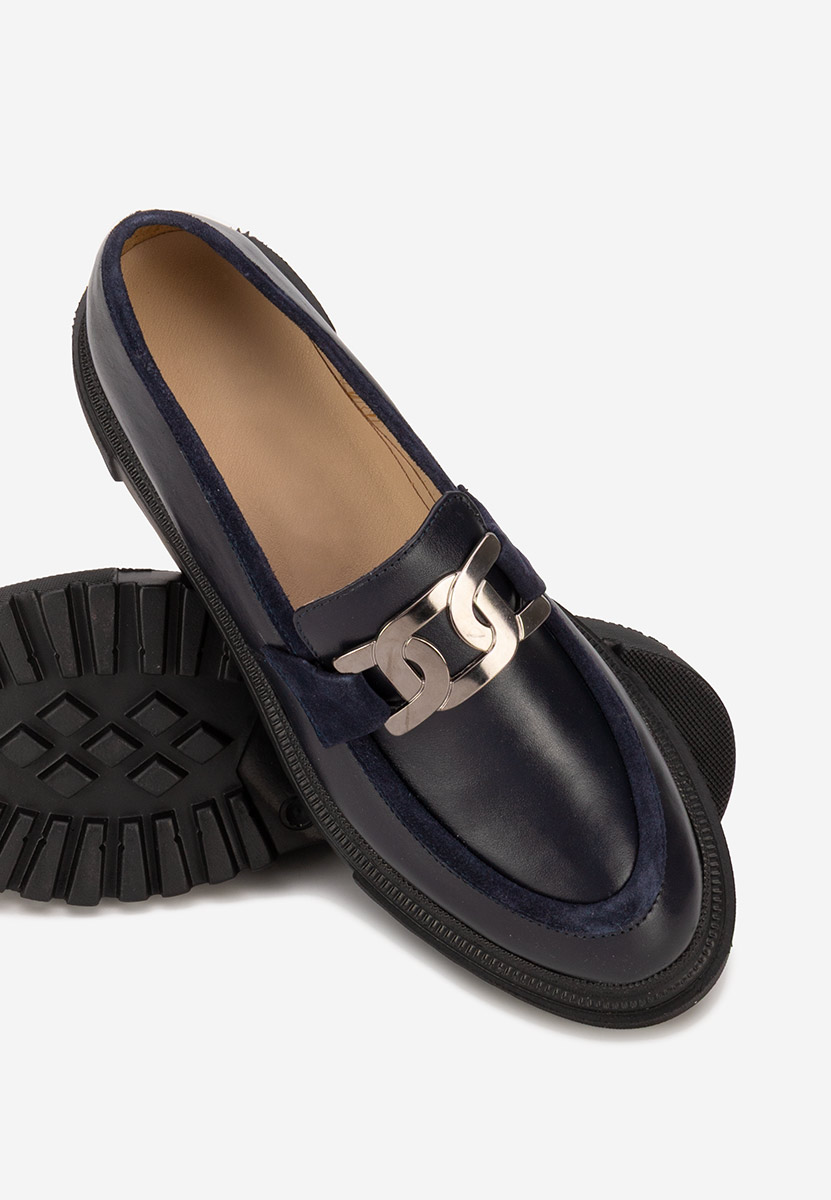Mocasini piele naturala navy Haza V2