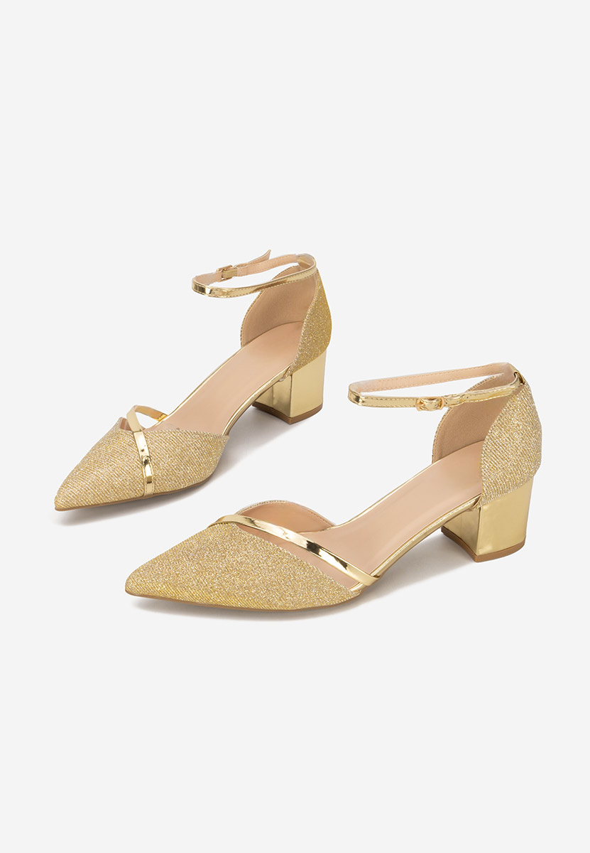 Pantofi cu toc gros Anaili neaurii