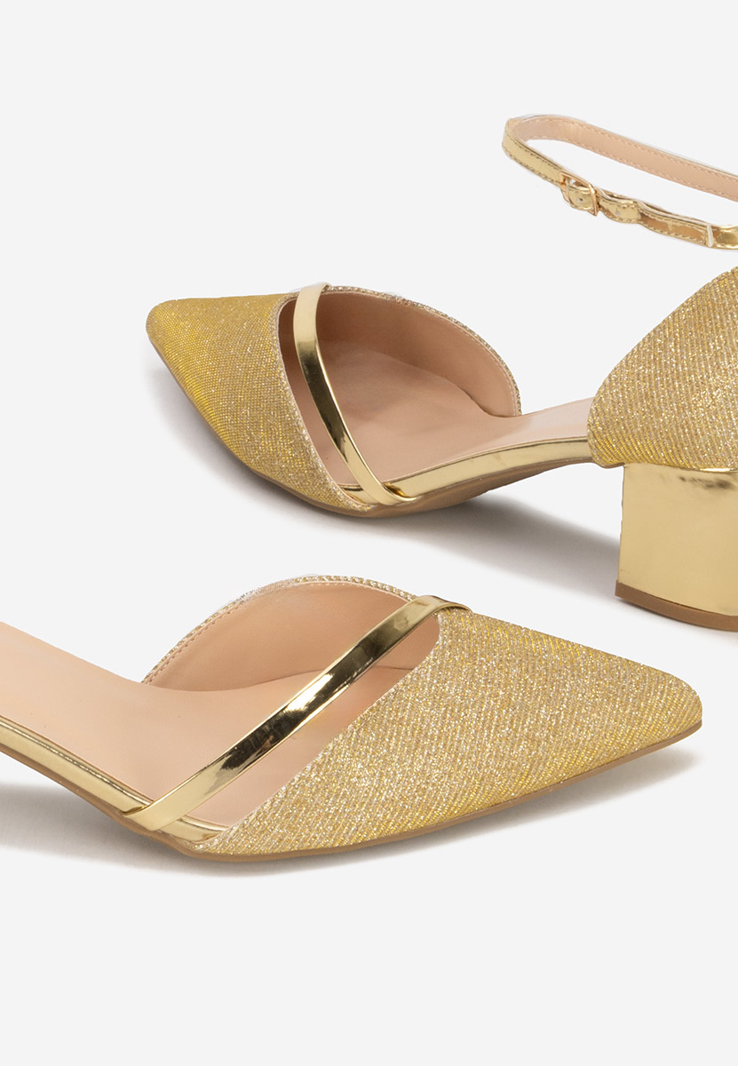 Pantofi cu toc gros Anaili neaurii