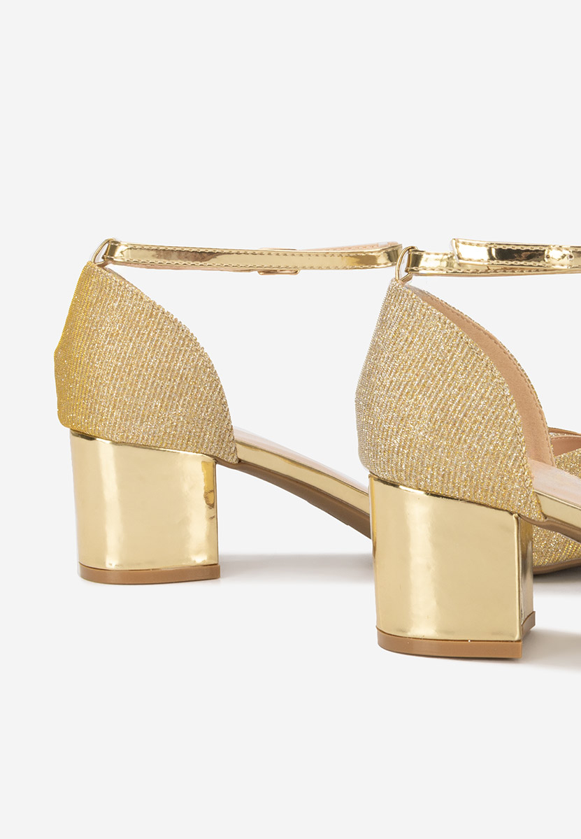 Pantofi cu toc gros Anaili neaurii