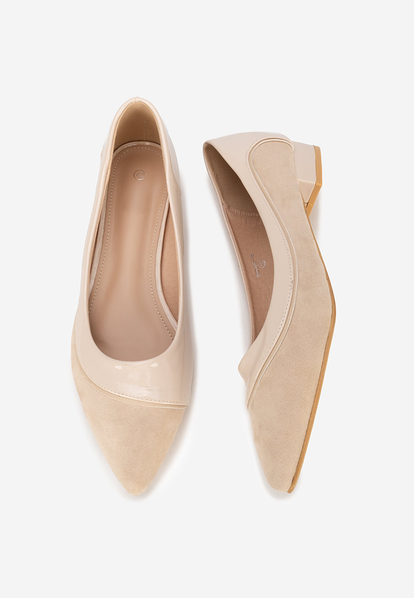 Pantofi cu toc mic Casildia bej
