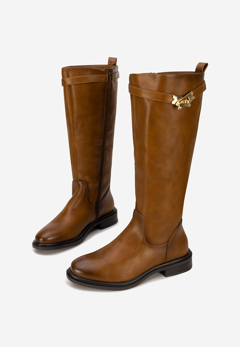 Cizme cu toc mic Marquerite camel