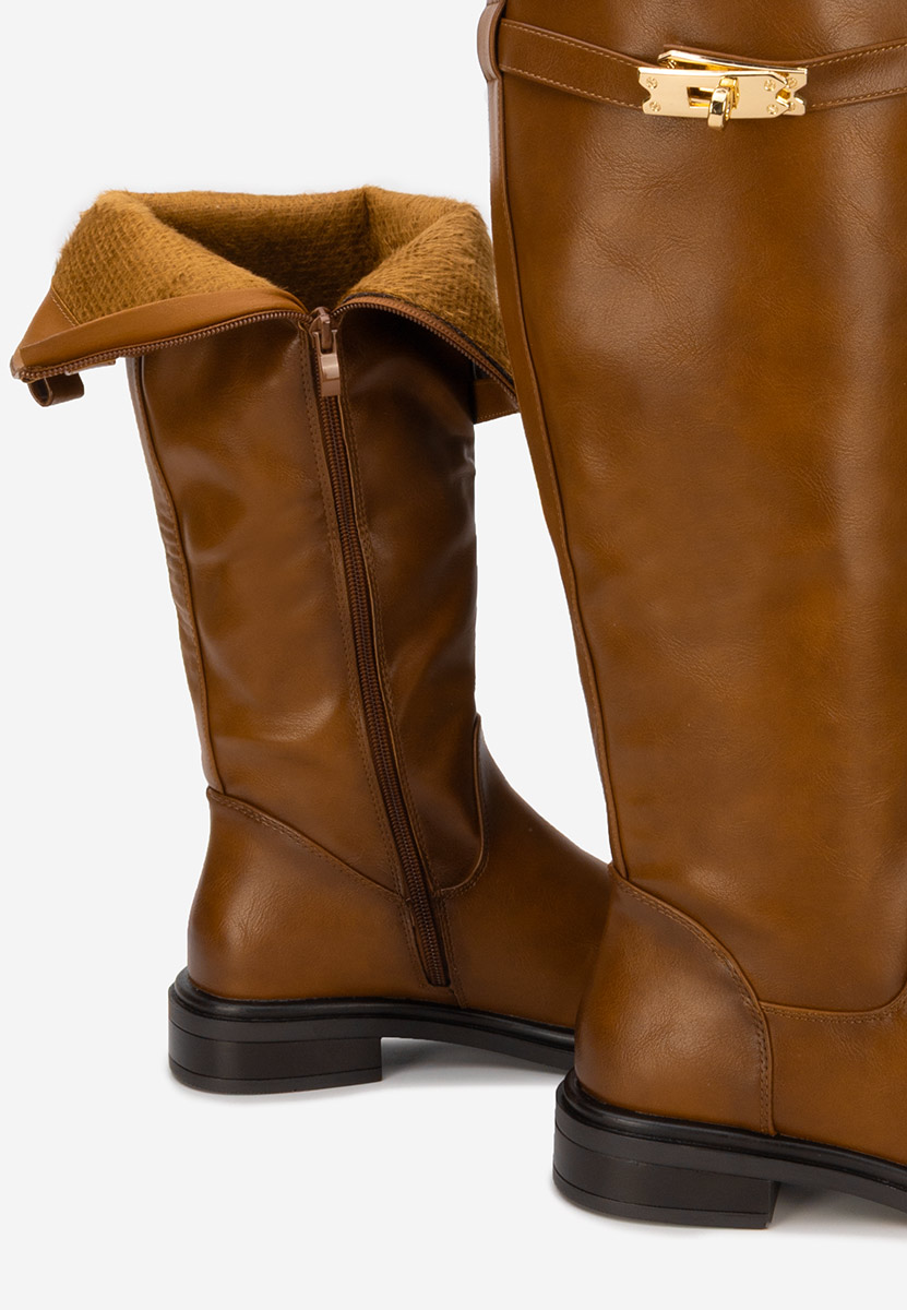 Cizme cu toc mic Marquerite camel