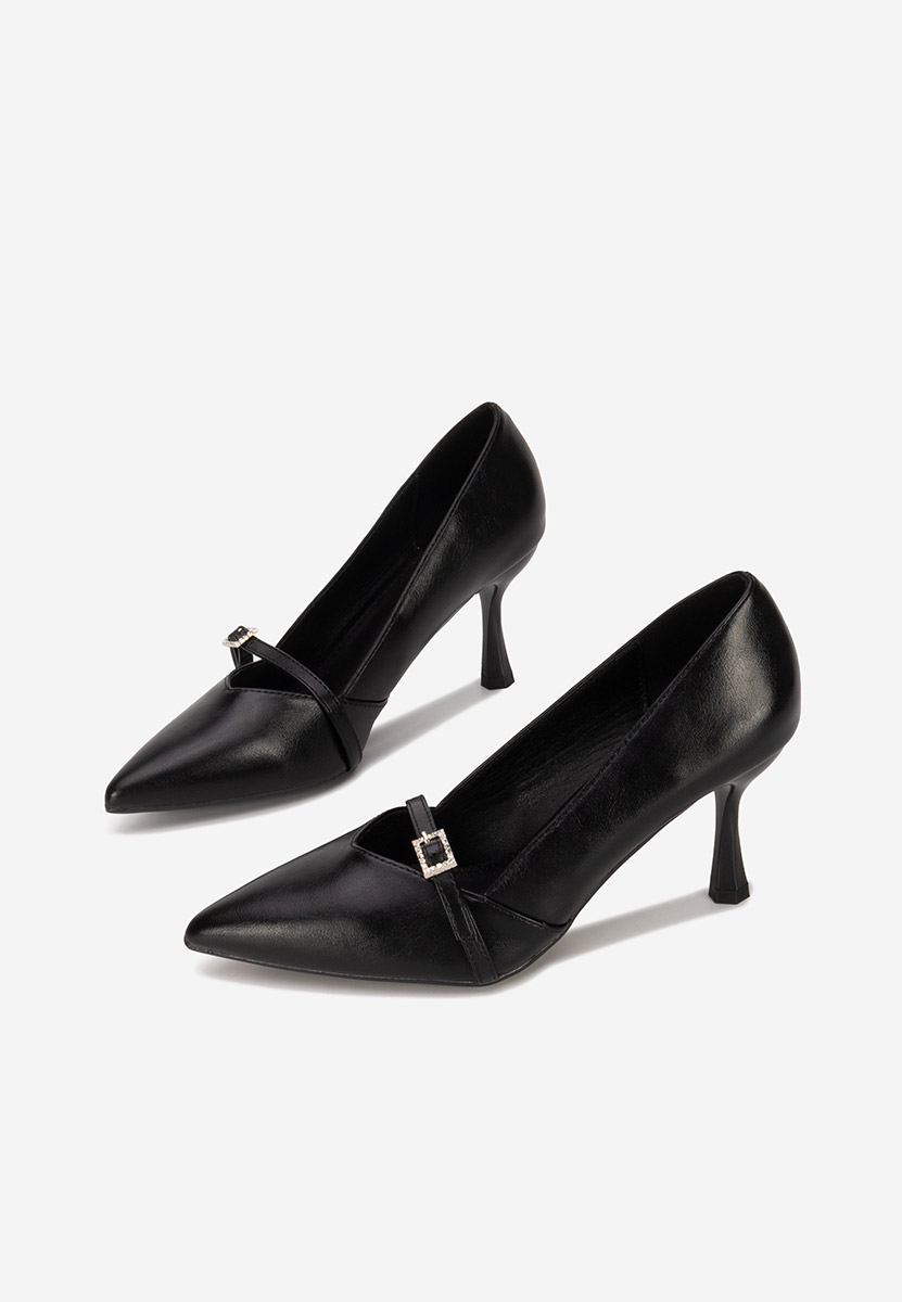 Pantofi cu toc subtire Ashlee negri