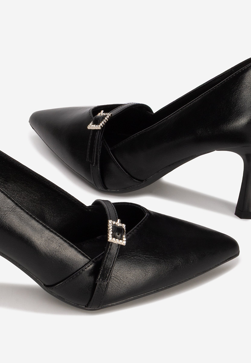 Pantofi cu toc subtire Ashlee negri