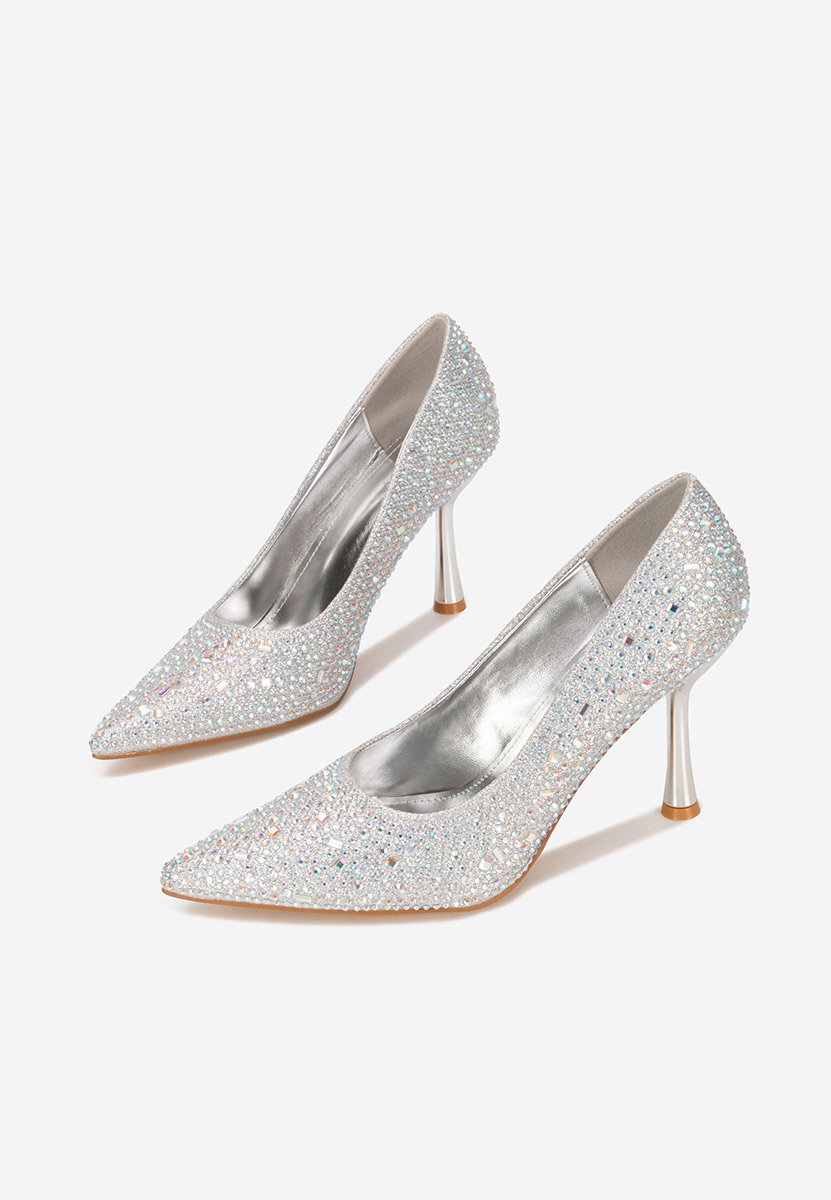 Pantofi cu toc subtire Sidionia argintii